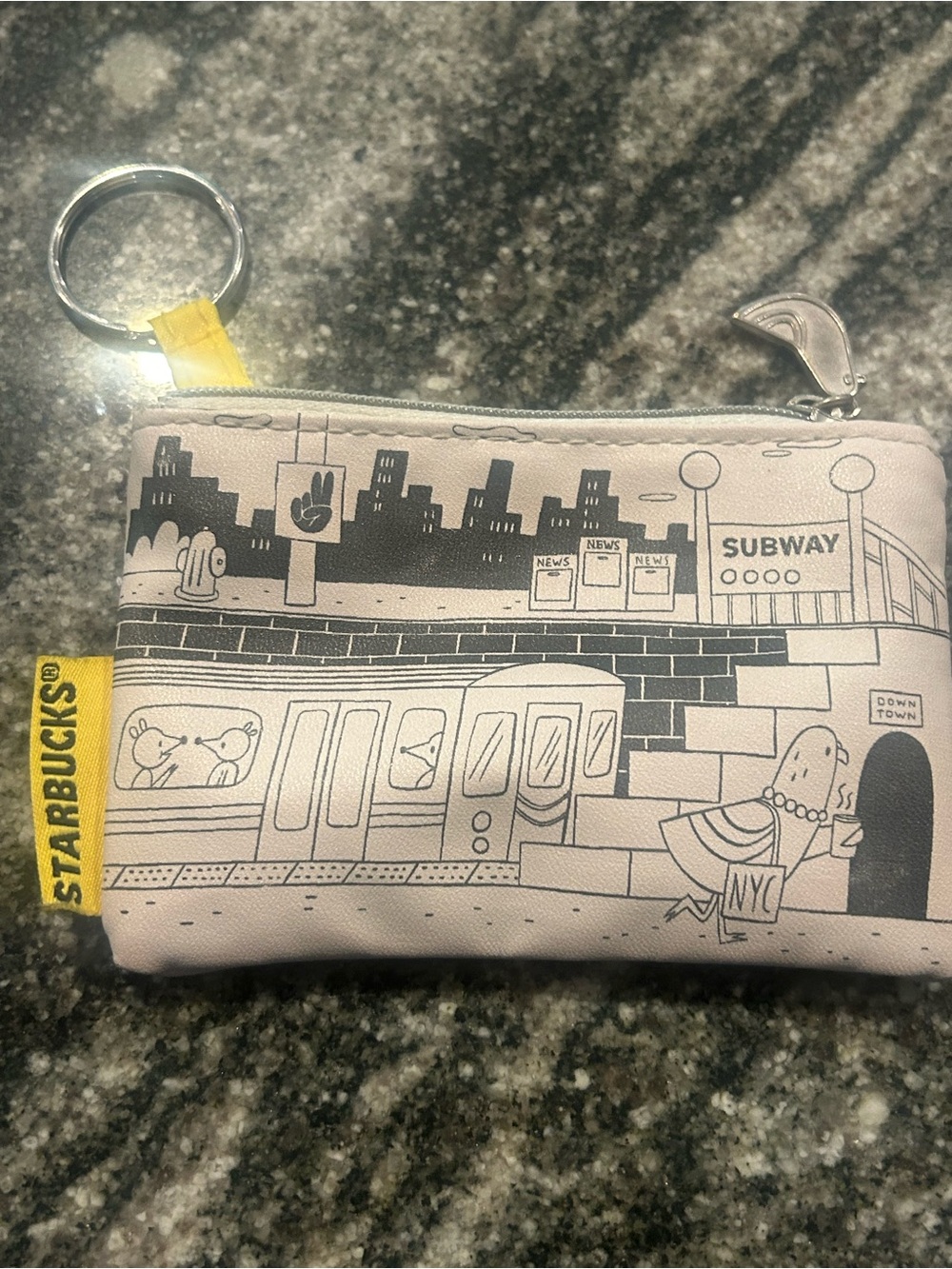Starbucks Subway Keyring Pouch with Yellow Tag - New York Subway. New.